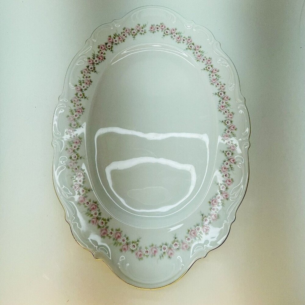 Vintage MITTERTEICH 15" Oval Serving Platter LADY BEATRICE Gilded Rims Germany - Picture 8 of 16